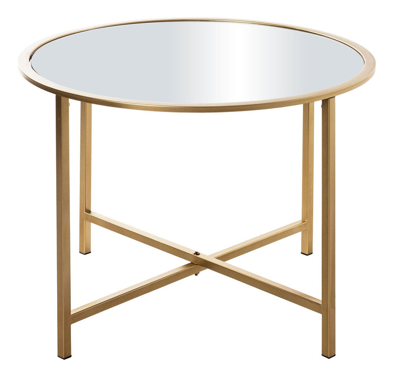 Haku Beistelltisch rund mit Spiegel-Ablage, gold, Art Deco