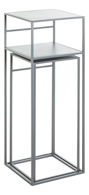 Beistelltisch 2er Set, grau aus Stahlrohr mit Metall-Ablage – Ansicht 6