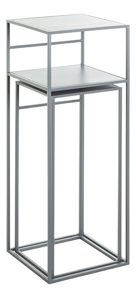 Beistelltisch 2er Set, grau aus Stahlrohr mit Metall-Ablage – Ansicht 6