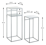 Beistelltisch 2er Set, grau aus Stahlrohr mit Metall-Ablage – Ansicht 7