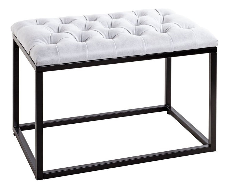 Hocker Industrial-Design mit Lederoptik-Bezug, grau-schwarz – Ansicht 1