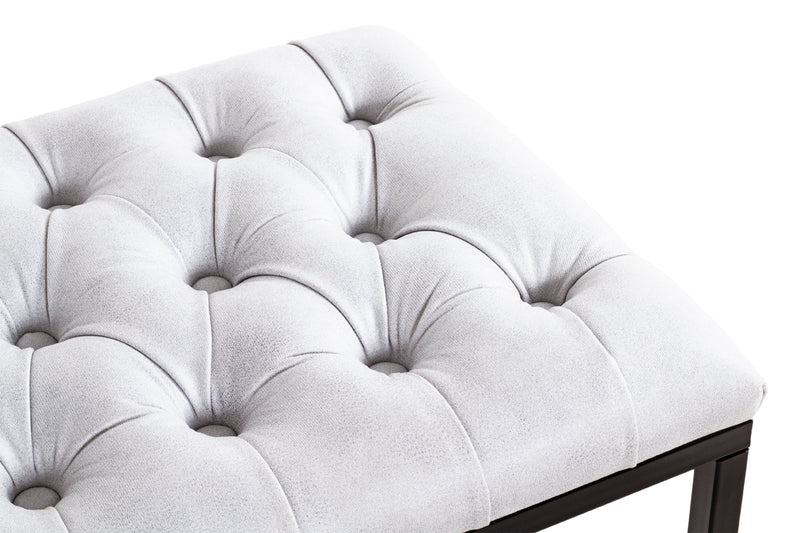 Hocker Industrial-Design mit Lederoptik-Bezug, grau-schwarz – Ansicht 2