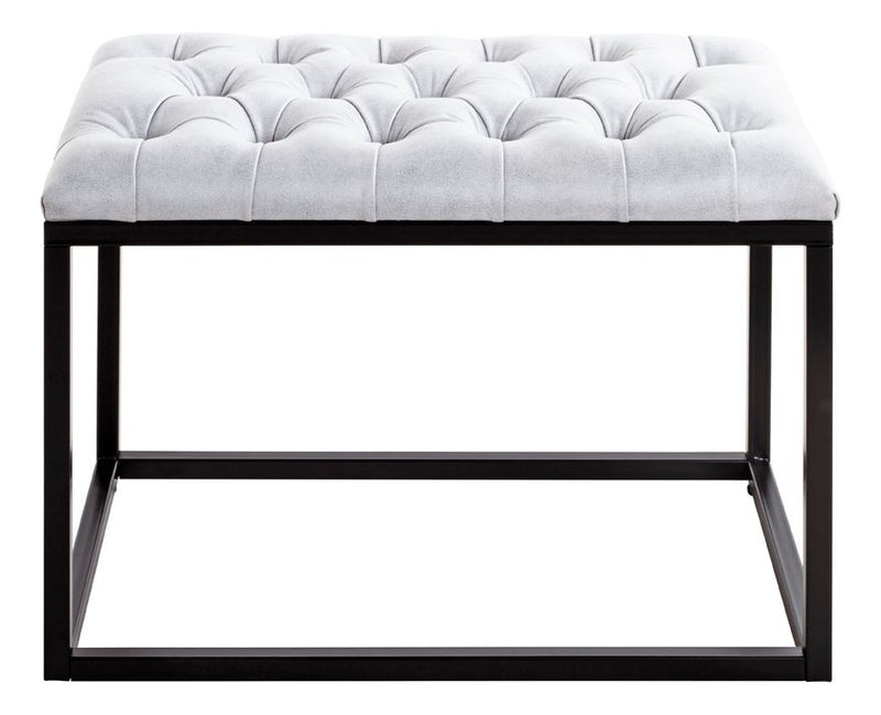Hocker Industrial-Design mit Lederoptik-Bezug, grau-schwarz – Ansicht 3