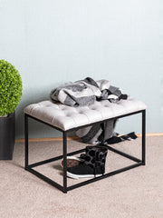 Hocker Industrial-Design mit Lederoptik-Bezug, grau-schwarz – Ansicht 5