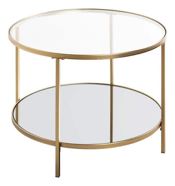 Haku Beistelltisch Art Deco mit Glas- und Spiegelablage, goldfarben