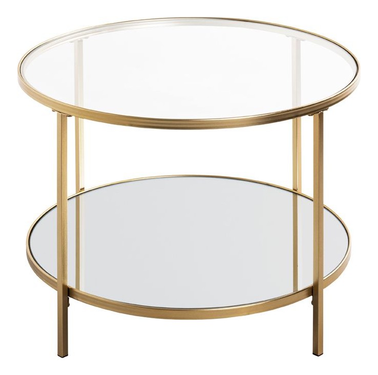 Haku Beistelltisch Art Deco mit Glas- und Spiegelablage, goldfarben