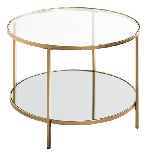 Beistelltisch Art Deco mit Glas- und Spiegelablage, goldfarben – Ansicht 1