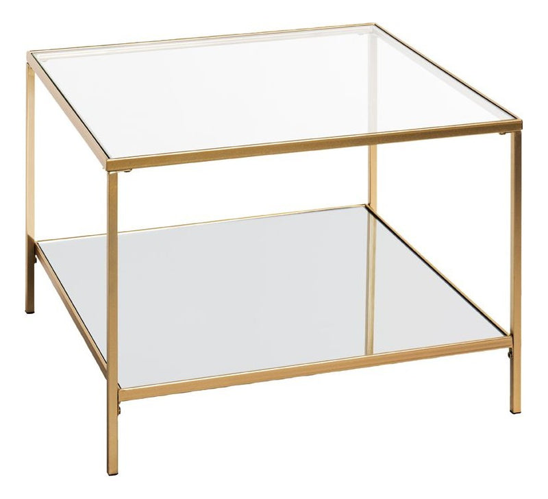 Beistelltisch Art Deco, gold mit Spiegel- und Glasablage, 60x60x45 cm – Ansicht 1