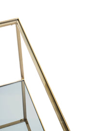 Beistelltisch Art Deco, gold mit Spiegel- und Glasablage, 60x60x45 cm – Ansicht 3