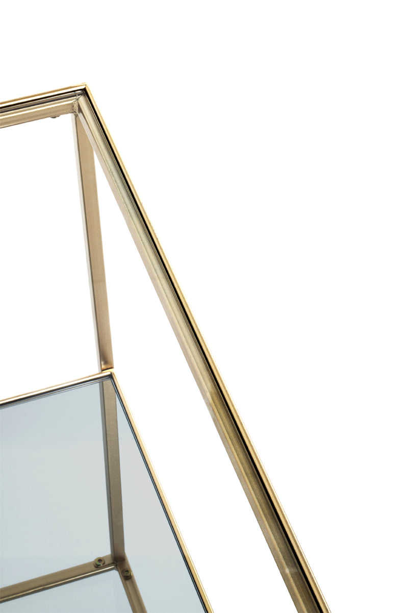 Beistelltisch Art Deco, gold mit Spiegel- und Glasablage, 60x60x45 cm – Ansicht 3