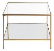 Beistelltisch Art Deco, gold mit Spiegel- und Glasablage, 60x60x45 cm – Ansicht 4