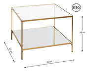 Beistelltisch Art Deco, gold mit Spiegel- und Glasablage, 60x60x45 cm – Ansicht 6