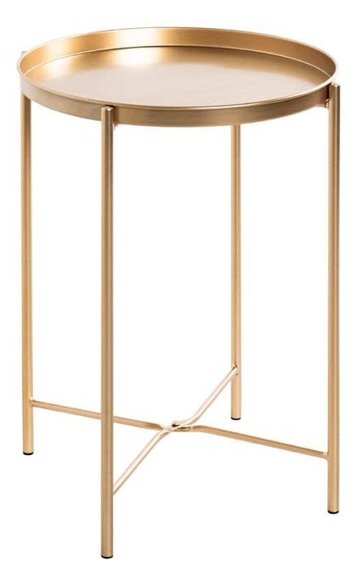 Beistelltisch rund in Gold, Art Deco mit klappbarem Stahlrohr-Gestell – Ansicht 1
