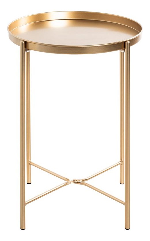 Beistelltisch rund in Gold, Art Deco mit klappbarem Stahlrohr-Gestell – Ansicht 3