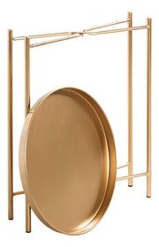 Beistelltisch rund in Gold, Art Deco mit klappbarem Stahlrohr-Gestell – Ansicht 4