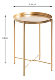 Beistelltisch rund in Gold, Art Deco mit klappbarem Stahlrohr-Gestell – Ansicht 5