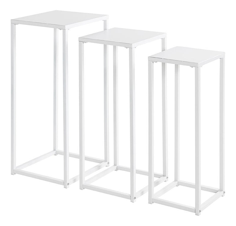 Haku Blumensäule 3er-Set, quadratisch aus Stahlrohr in Weiß, modern