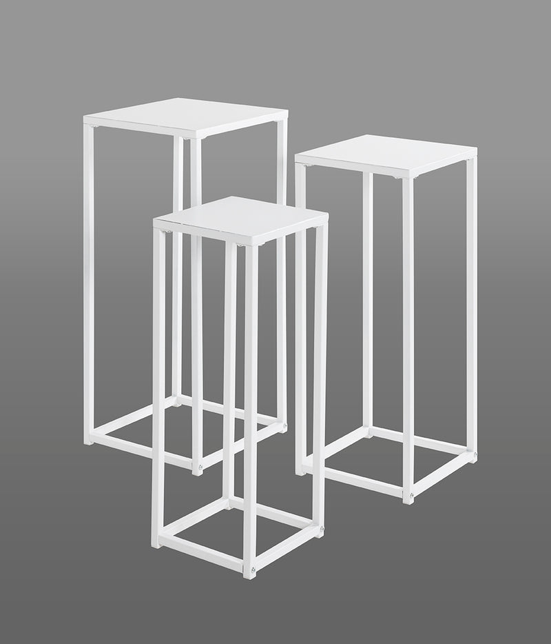 Haku Blumensäule 3er-Set, quadratisch aus Stahlrohr in Weiß, modern