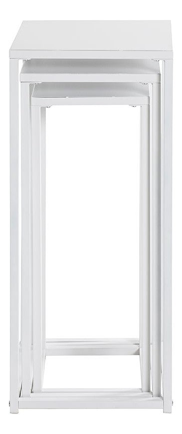 Haku Blumensäule 3er-Set, quadratisch aus Stahlrohr in Weiß, modern