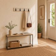 Wandgarderobe mit 4 Metallhaken, MDF weiß mit Motiv schwarz – Ansicht 2