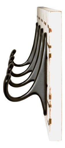 Wandgarderobe mit 4 Metallhaken, MDF weiß mit Motiv schwarz – Ansicht 5