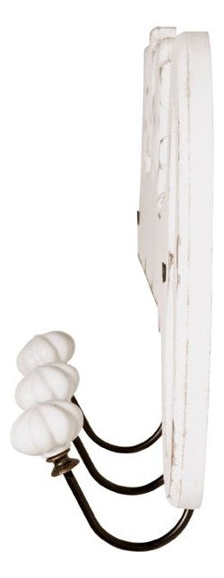 Garderobenleiste mit 3 Haken, weiß gewischt mit schwarzen Metallhaken – Ansicht 5