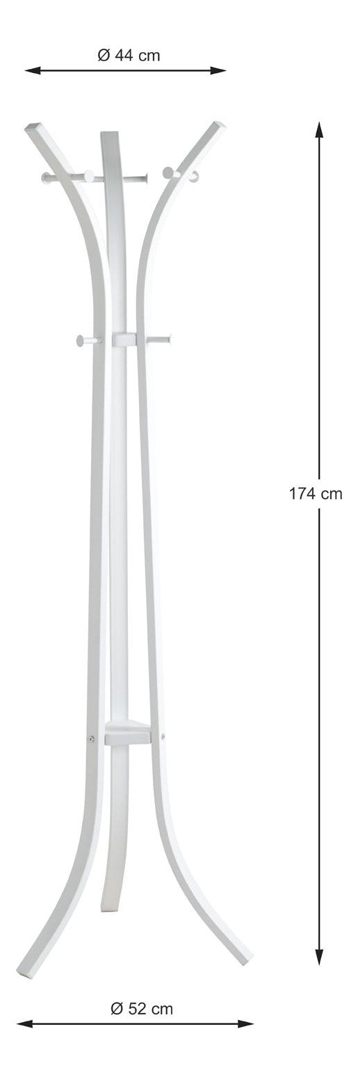 Haku Garderobenständer mit 9 Haken, Stahlrohr weiß, 177 cm