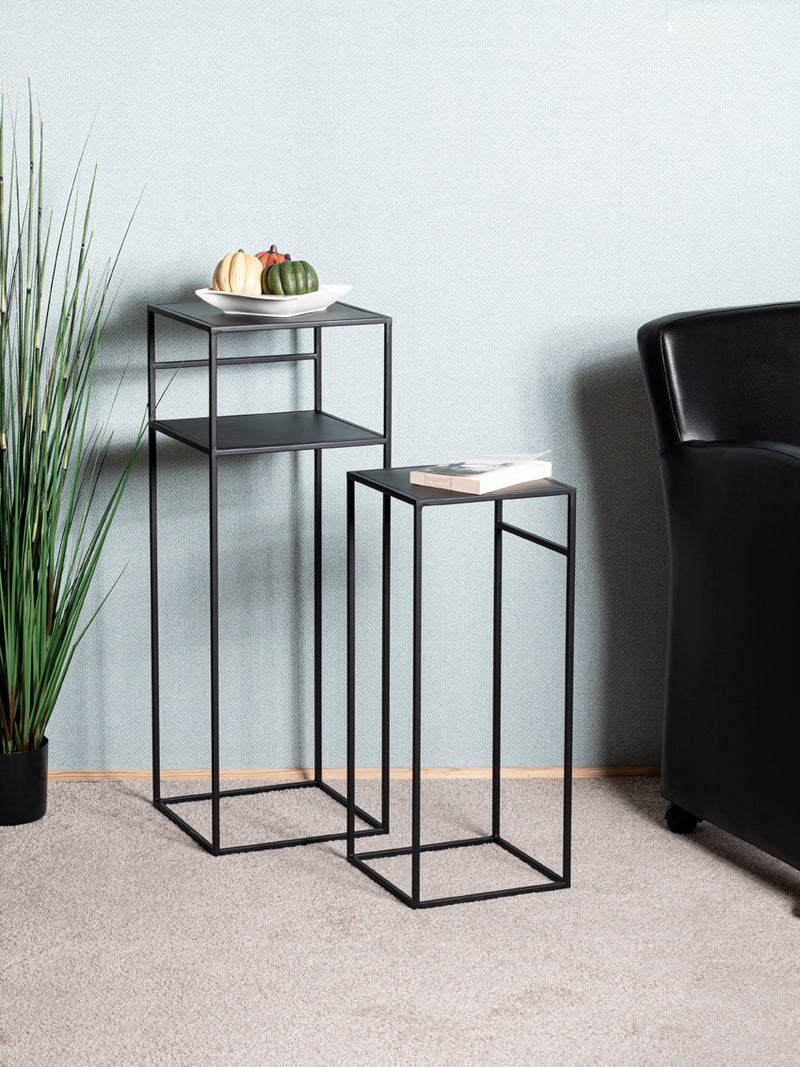 Haku Beistelltisch 2er Set aus Stahlrohr, schwarz pulverbeschichtet