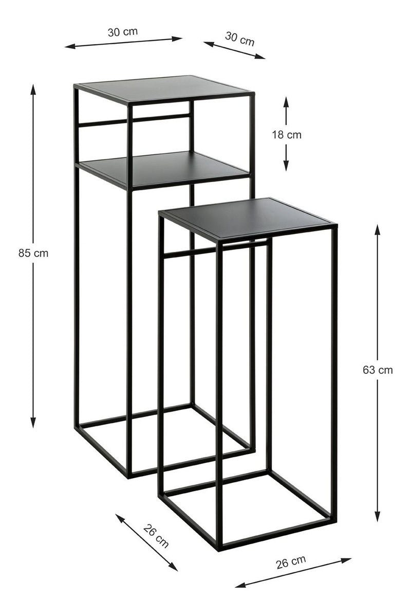 Haku Beistelltisch 2er Set aus Stahlrohr, schwarz pulverbeschichtet