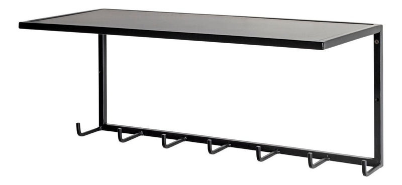 Wandgarderobe mit 7 Haken, Ablage und Metallgestell in Schwarz – Ansicht 1