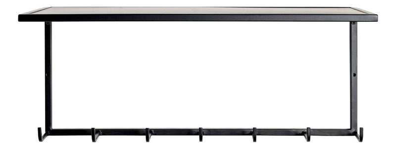 Wandgarderobe mit 7 Haken, Ablage und Metallgestell in Schwarz – Ansicht 6
