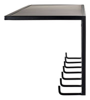 Wandgarderobe mit 7 Haken, Ablage und Metallgestell in Schwarz – Ansicht 7