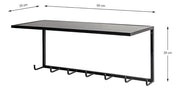 Wandgarderobe mit 7 Haken, Ablage und Metallgestell in Schwarz – Ansicht 8