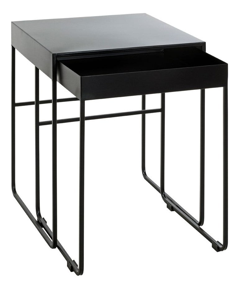 Haku Beistelltisch 2er Set aus Stahlrohr, schwarz, rechteckig