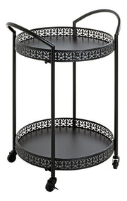 Servierwagen aus Stahlrohr, schwarz, Art Deco-Stil mit Rollen – Ansicht 1