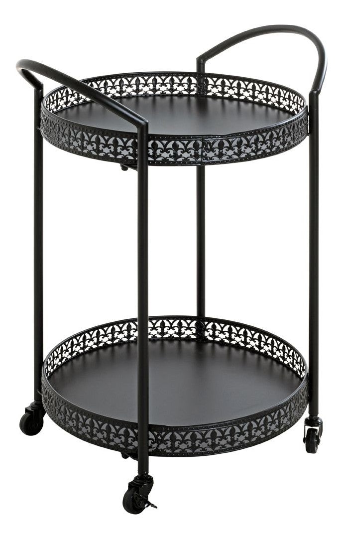 Servierwagen aus Stahlrohr, schwarz, Art Deco-Stil mit Rollen – Ansicht 1