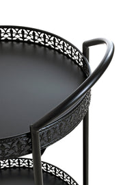 Servierwagen aus Stahlrohr, schwarz, Art Deco-Stil mit Rollen – Ansicht 4