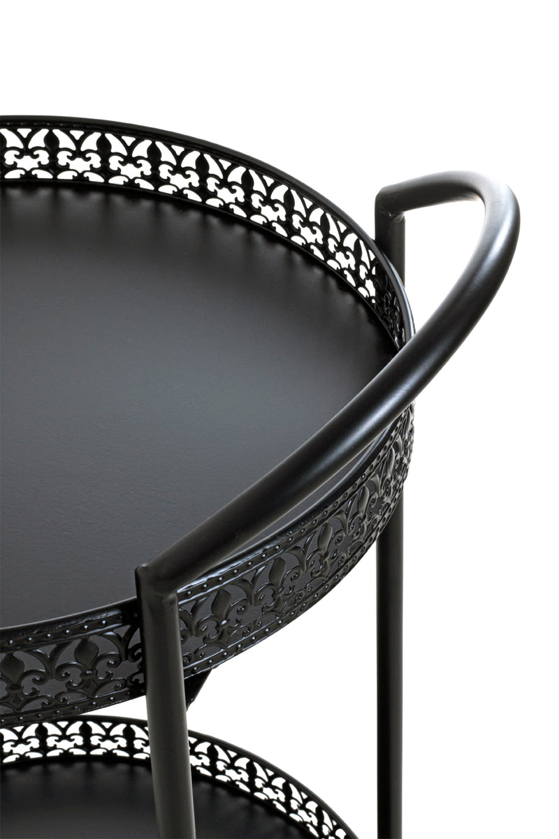 Servierwagen aus Stahlrohr, schwarz, Art Deco-Stil mit Rollen – Ansicht 4