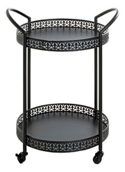 Servierwagen aus Stahlrohr, schwarz, Art Deco-Stil mit Rollen – Ansicht 6