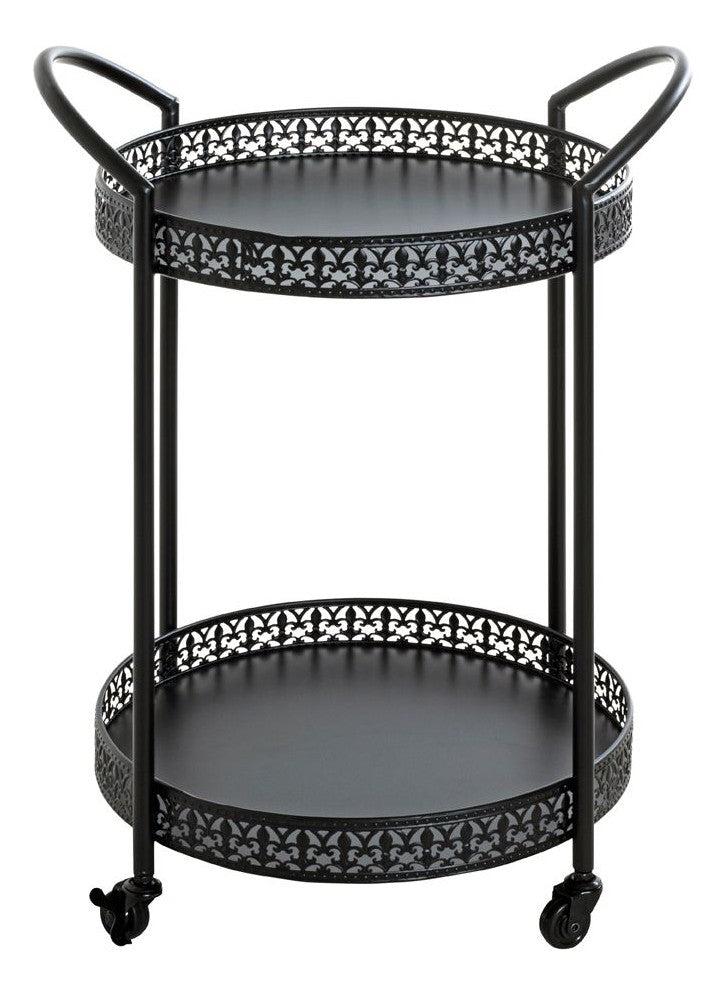 Servierwagen aus Stahlrohr, schwarz, Art Deco-Stil mit Rollen – Ansicht 6