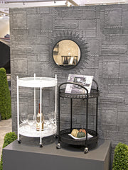 Servierwagen aus Stahlrohr, schwarz, Art Deco-Stil mit Rollen – Ansicht 7