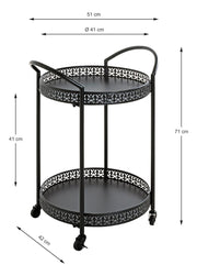Servierwagen aus Stahlrohr, schwarz, Art Deco-Stil mit Rollen – Ansicht 9