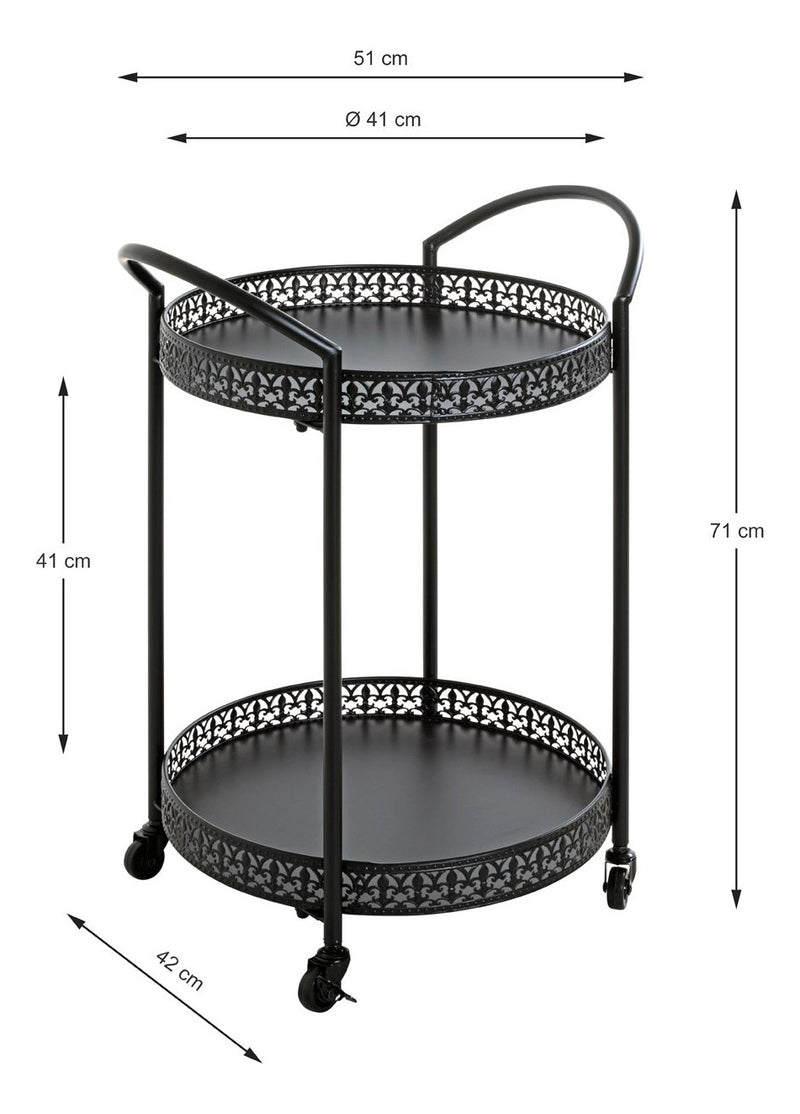 Servierwagen aus Stahlrohr, schwarz, Art Deco-Stil mit Rollen – Ansicht 9