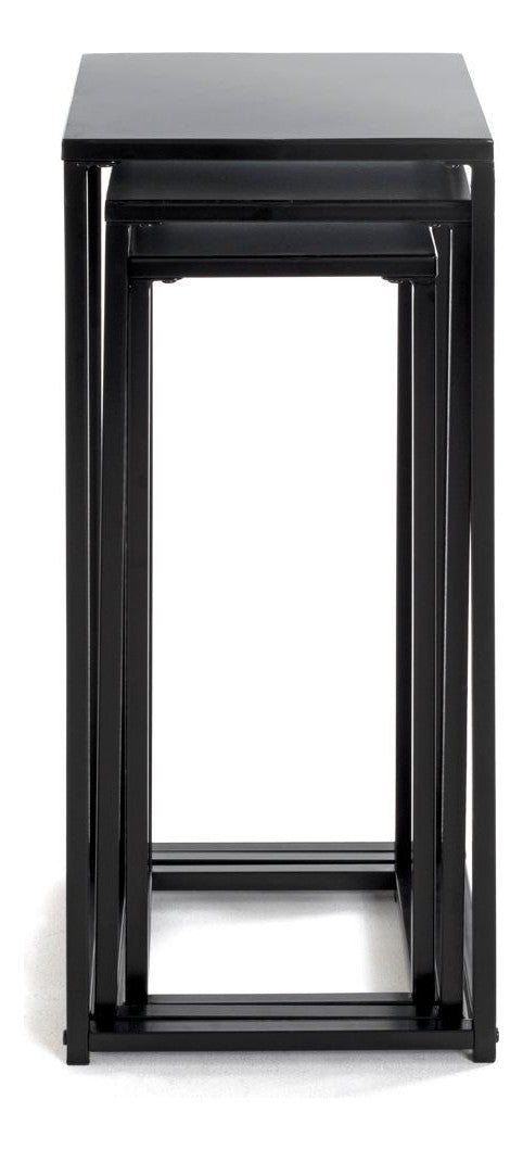 Haku Blumensäule 3er-Set aus Stahlrohr, schwarz, eckig, modern