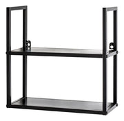 Wandregal aus Stahlrohr mit Metallablagen, schwarz, modern – Ansicht 1