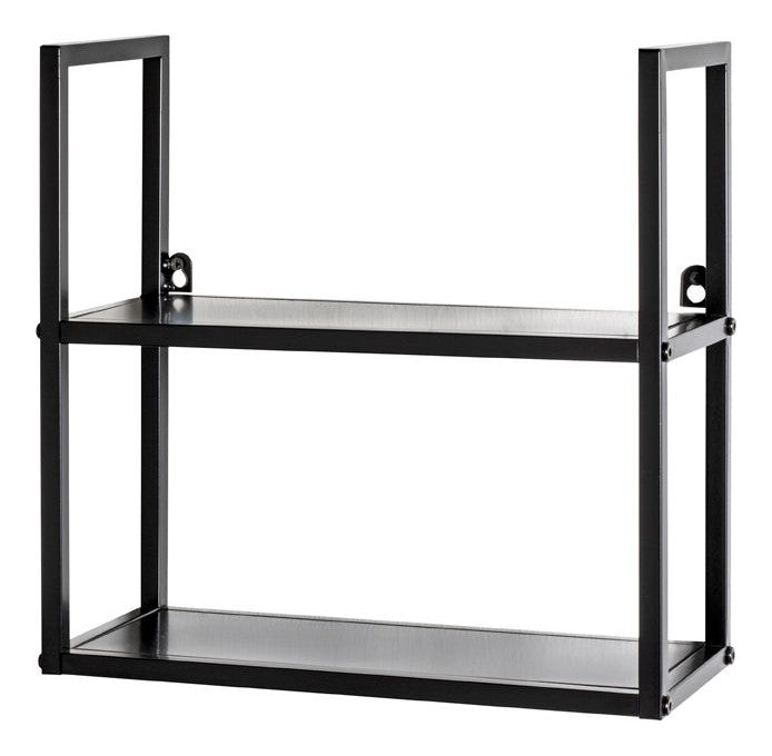 Wandregal aus Stahlrohr mit Metallablagen, schwarz, modern – Ansicht 1