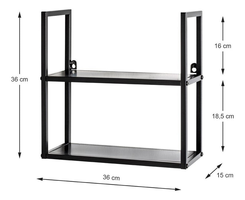 Wandregal aus Stahlrohr mit Metallablagen, schwarz, modern – Ansicht 5
