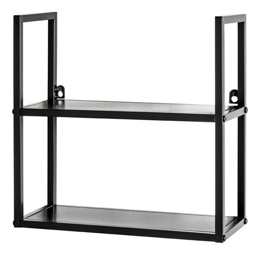 Wandregal aus Stahlrohr mit Metallablagen, schwarz, modern – Ansicht 1