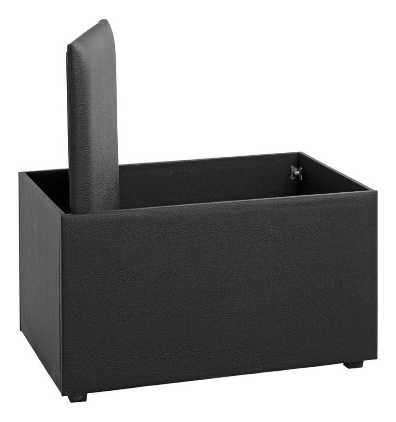 Sitztruhe gepolstert mit Kunstlederbezug in Schwarz, 65x40 cm – Ansicht 4