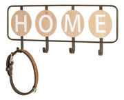 Wandgarderobe mit 4 Haken, Schriftzug „Home“, Metall schwarz-eiche – Ansicht 2